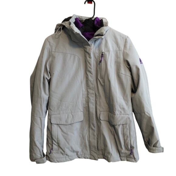 ZeroXposur Womens Jacket Gray Purple 3 in 1 Hooded Insulated Lined Ski Winter M - Picture 1 of 14